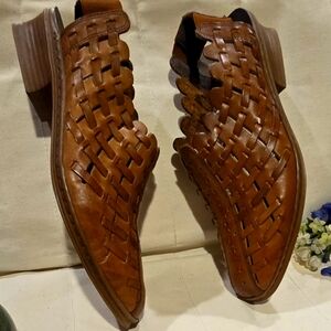 Rieker Antistress Brown/Tan Leather Woven Sandals Shoes Women's EU Sz 39